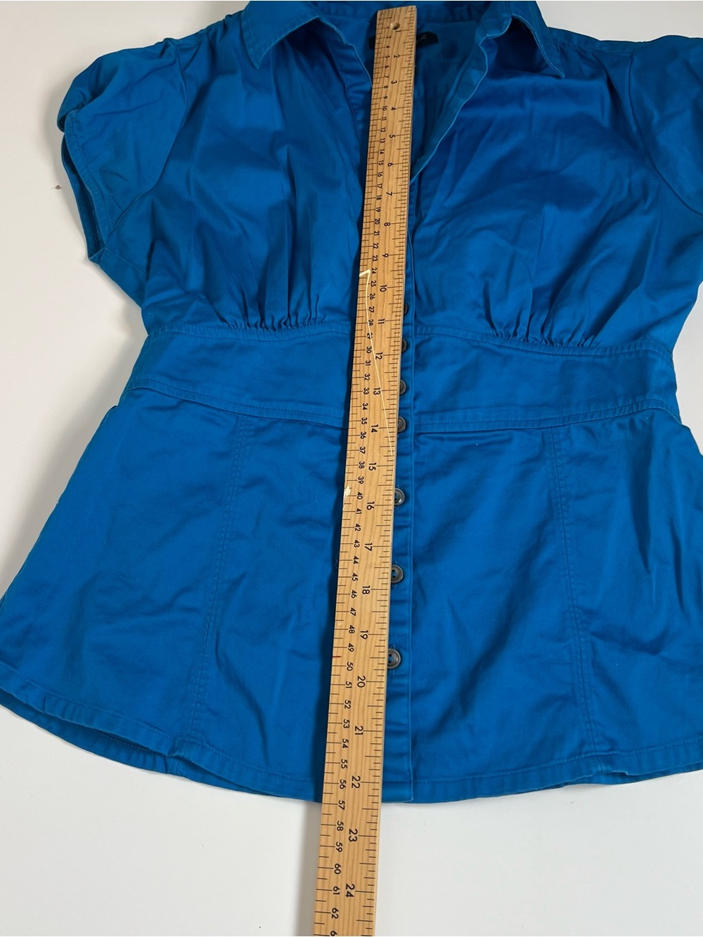 Banana Republic Empire Waist Cap Sleeve Blouse - Royal Blue Size-6 - Picture 5 of 5